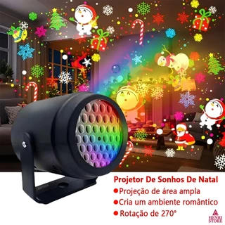 Projetor De Natal LED 16 Padrões Imagens Nítidas E Brilhantes Rotação 270° Bivolt 110V 220V