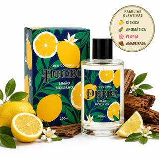 Colônia Phebo Limão Siciliano 200ml Perfume Cítrico Unissex Deo Colônia Fresca Aromática Floral Amadeirada