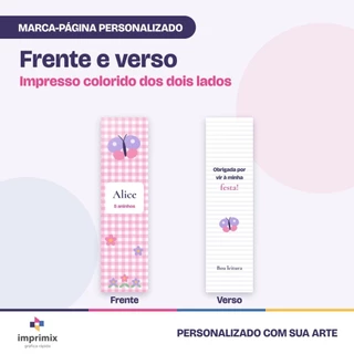 Marca-Página Personalizado Frente e Verso com Nome Logo ou Foto Lembrancinha Festa Formatura Brinde Kit 25 a 100