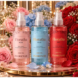 Kit Body Splash Perfume -Red Rose e Blue - 200ml (cada) - 3 unidades Feminino com gliter