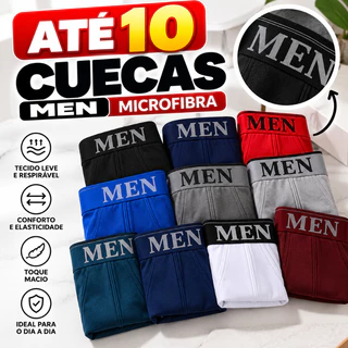 Kit ate 10 Cuecas Boxer de Microfibra- Conforto e Alta Elasticidade