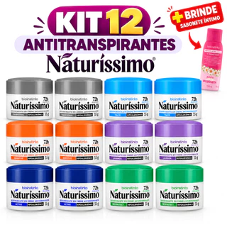 Kit 12 Desodorantes Antitranspirantes em Creme Naturíssimo Bio Instinto 72h 55g Sortidos