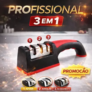 Amolador Afiador de Facas 3 Estágios Profissional 3 em 1 Manual Cozinha Base Antiderrapante em Oferta na Shopee