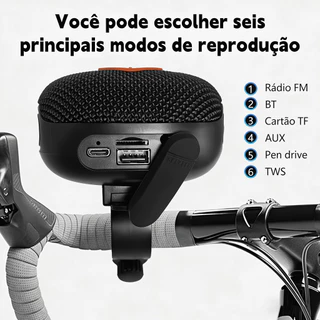 Caixa De Som Bluetooth Para Bike e Moto Portátil TWS À Prova De água Qualidade Superior USB/Cartões SD