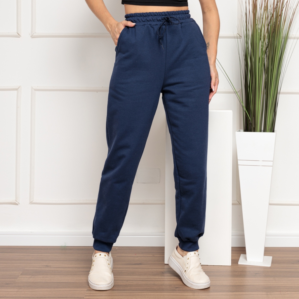 Calça Moletom Flanelado Com Punho Moda Feminina COD 042 | Shopee Brasil