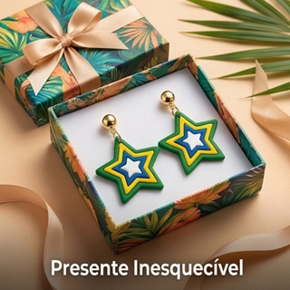 Brinco Estrela Copa do Mundo Brasil 2026 Verde Amarelo Feminino Grande Torcedora Futebol Acessório Festa em Oferta na Shopee