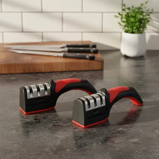 Kit com 2 Afiadores Profissional Amolador 3 Em 1 Manual De Facas Canivetes Cutelo Santoku Tesouras em Oferta na Shopee