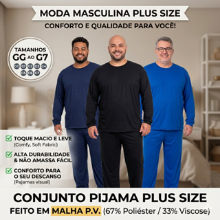 Pijama Masculino Plus Size de Inverno Presente Dia Dos Pais – Manga Longa e Calça Comprida em Oferta na Shopee