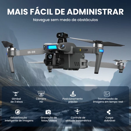 1080P 4K Drone Com GPS Inteligente Bateria De 50 Minutos E Alcance De 6KM – Com 2 Baterias