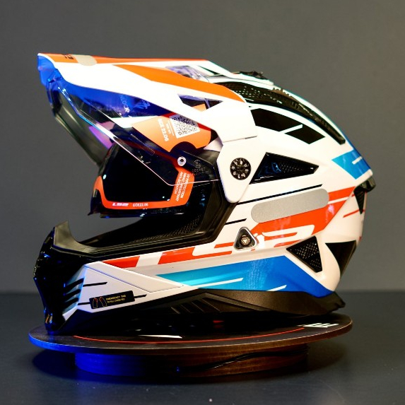 Capacete LS2 Pioneer II Namib White Red Blue Branco Vermelho Azul