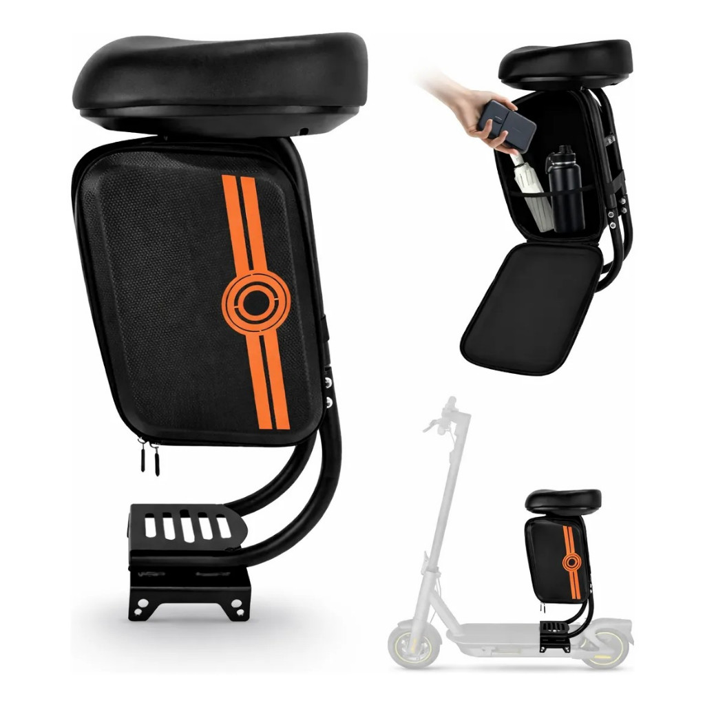 Banco Assento com Bag Para Patinete Elétrico Universal Base 18cm Acessórios Scooter