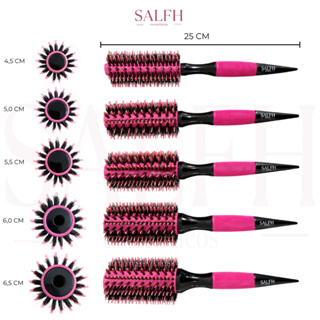 Escovas Profissionais Cabelo Cerdas Mistas Javali Nylon Cabeleireiro Salão Rosa Cerâmica Térmica