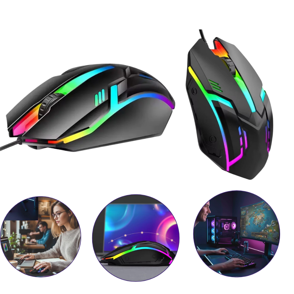 Mouse Gamer com fio para PC e Notebook e Console Gamer Ergonômico USB ...