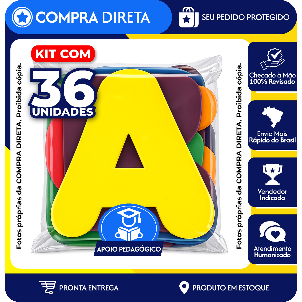 Alfabeto em Eva 36 Letras Eva Grande 10cm Móvel Pedagógico Educativo ...