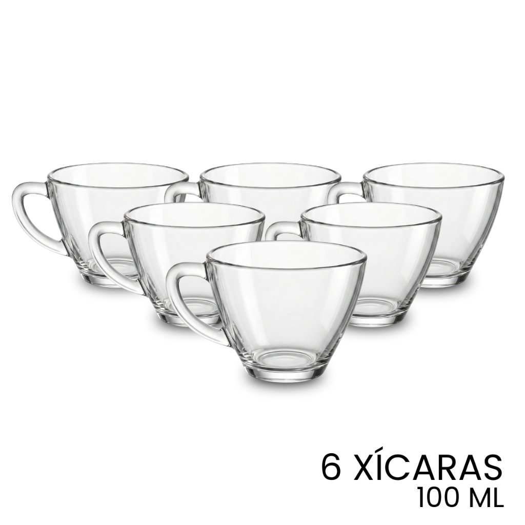 Jogo De Xícaras Lisa Em Vidro Conjunto Kit Canecas Café Expresso