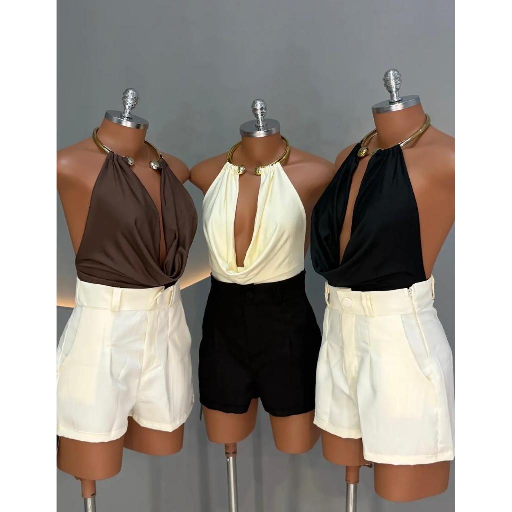 Body Feminino Gola Boba com Argola no Pescoço Suplex Light Premium ...