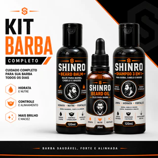 Kit para Barba Completo Shampoo Balm Óleo 30ml Barba Macia Hidratada e Alinhada