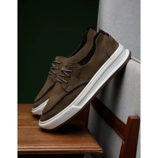 Sapato Estiloso Masculino Docksider em Couro Nobuck Confortável
