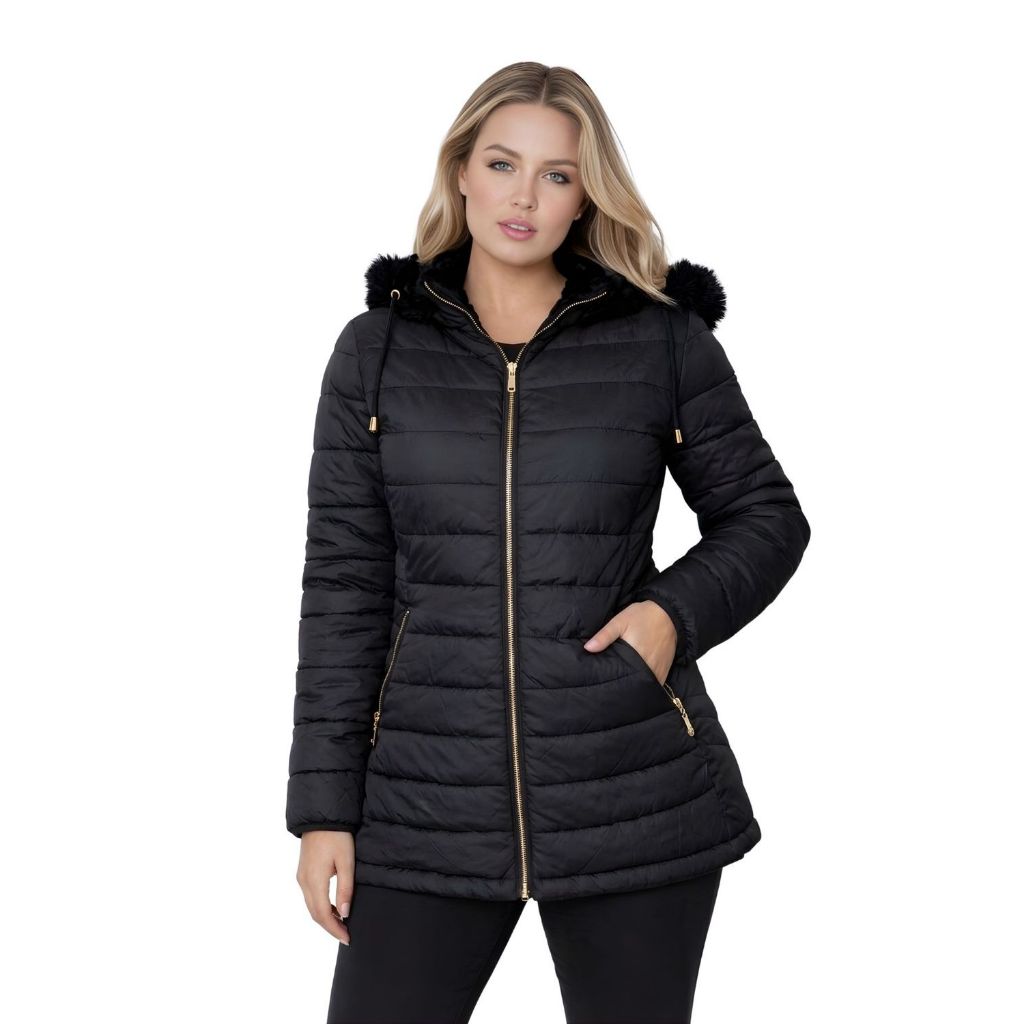 Jaqueta ParKa Feminina Dupla Face Nylon/Peluciada Preto | Shopee