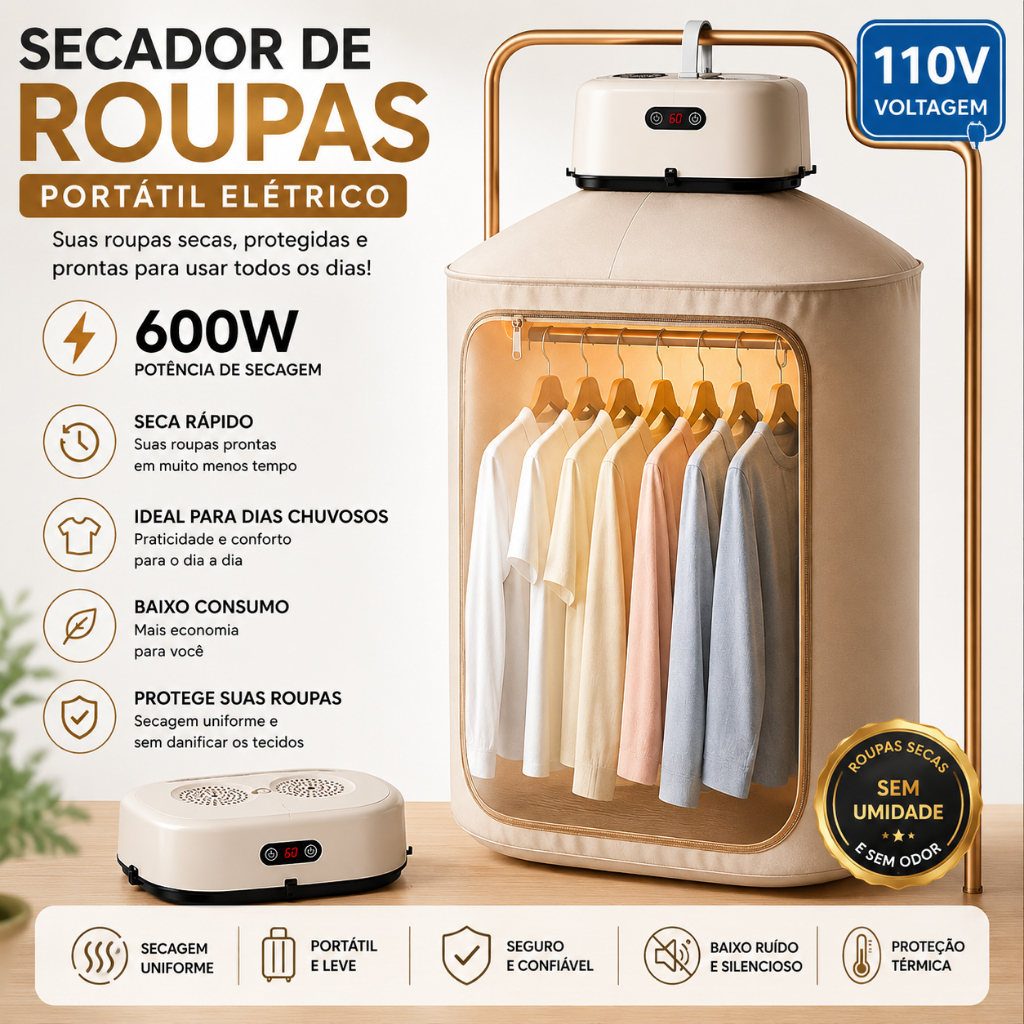 Secador Roupas Portátil Eletrico Secador Suspenso Cortina