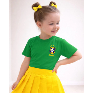 Camiseta Infantil Algodão Estampa Brasil Copa do Mundo Menina Princesa Look Brasileiro.... — foto 3 — Achou Levou Brasil