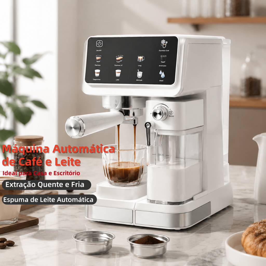 Máquina de Café Automática 20Bar com Espuma de Leite, Extraç