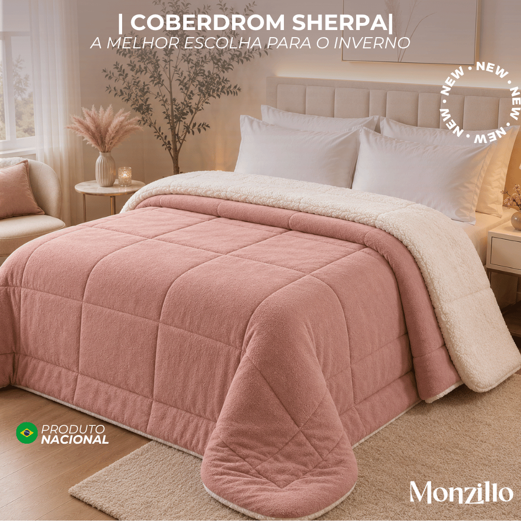 Coberdrom Edredom Pele De Carneiro Casal Queen Sherpa Dupla-Face