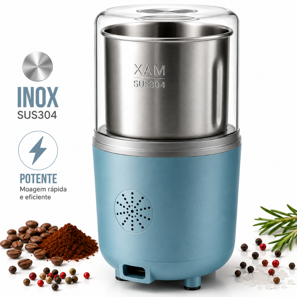 Moedor Elétrico Turbo Inox Triturador Café Grãos Temperos Pr