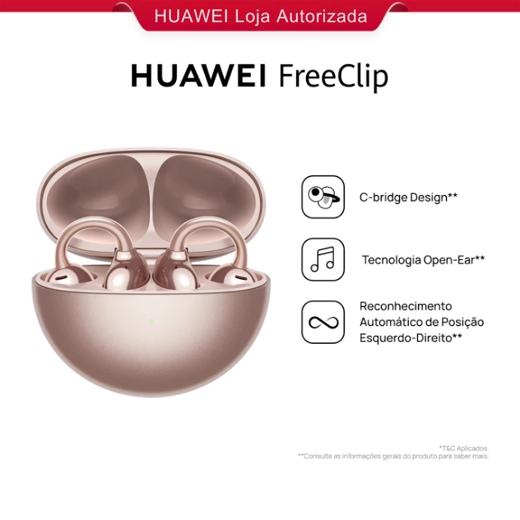 HUAWEI FreeClip Fone de Ouvido Auricular, Bluetooth, C-bridge
