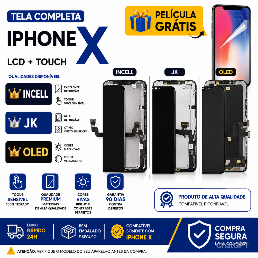 値下げiPhoneⅩ iPhone X A1865 / A1901 – Display Touch LCD Frontal + Película