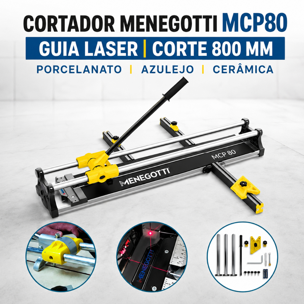 Cortador de Piso Manual Menegotti MCP80 80cm com Guia Laser para