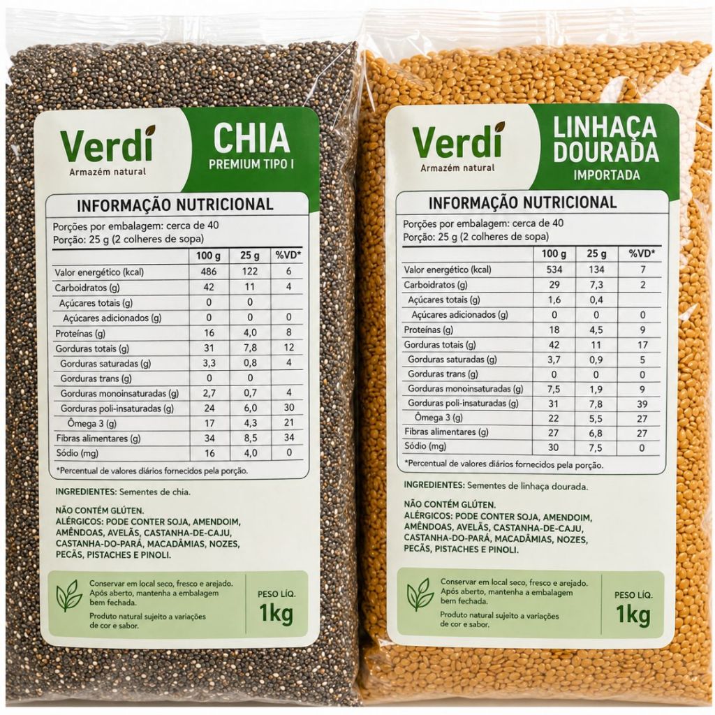 Chia Premium tipo I e Linhaça Dourada canadense | Shopee Brasil