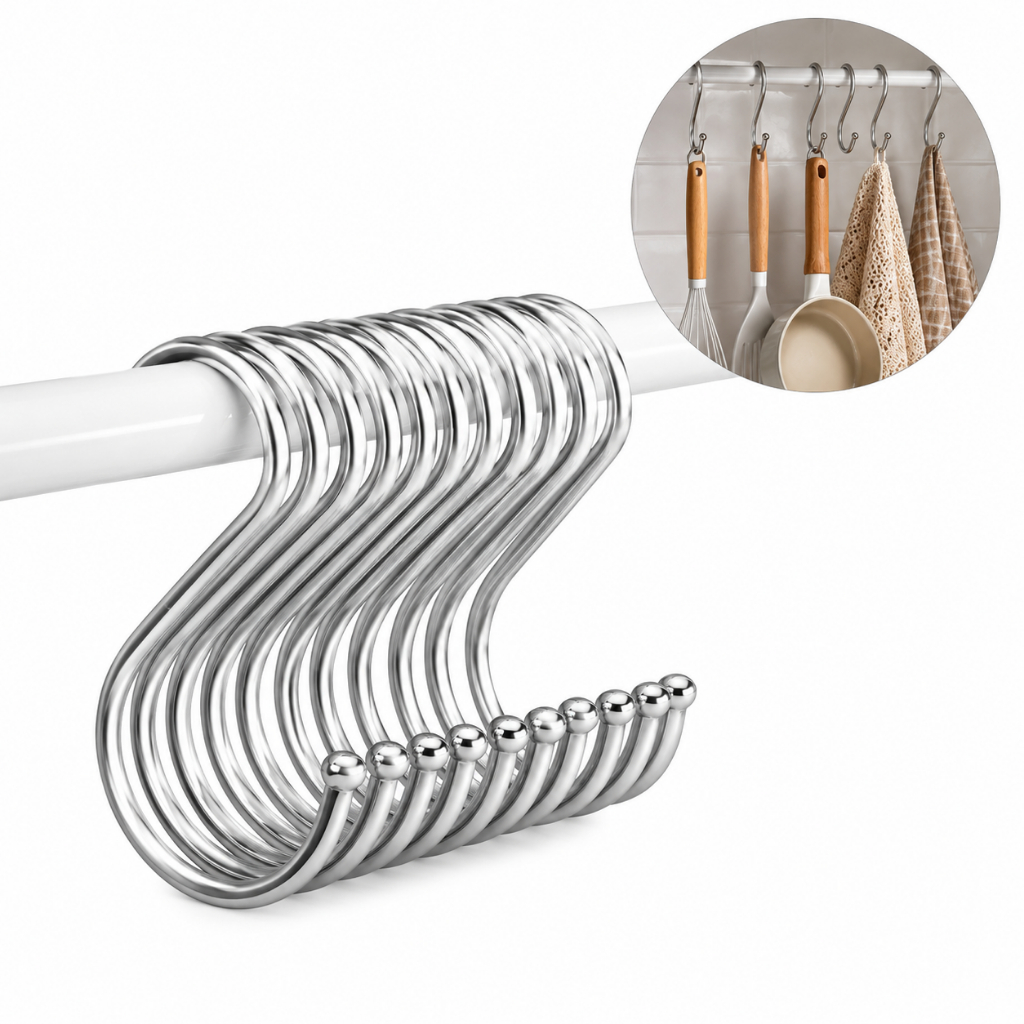 KIT 5/10 Ganchos Em Forma de S Armazenamento Suspenso Aço Inox para ...