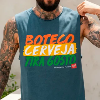 Regata Machão EFF Boteco | Algodão | Tingida | Estonada | Masculina | Academia | Treino | Longline