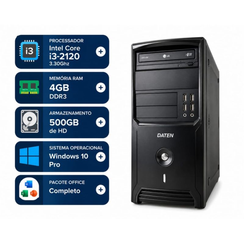 Computador Daten HD 500Gb i3 4Gb RAM Computador