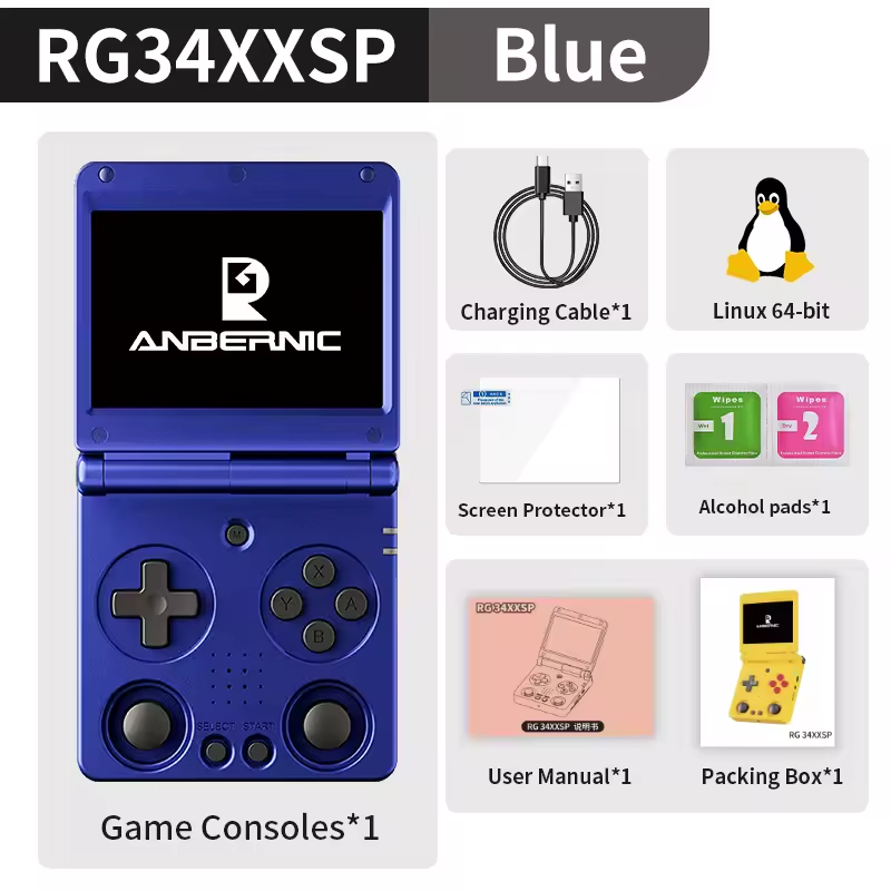 ANBERNIC RG34XXSP Flip Console de Jogos Portátil Tela IPS 3.4