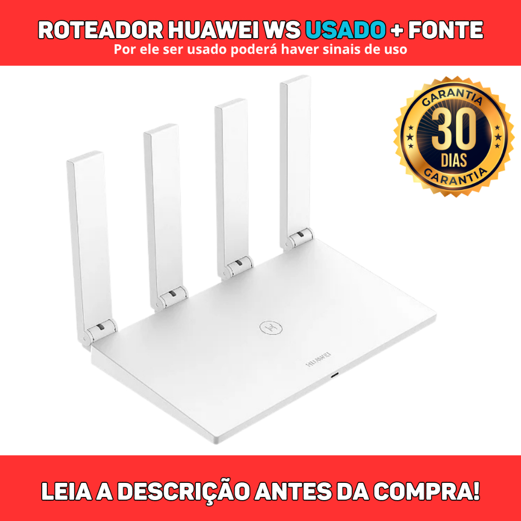 Roteador Semi-Novo HUAWEI Modelo WS5200 + E-book 1300Mbps Longo Alcance, Mesh, Mais Rápido e potente + Fonte