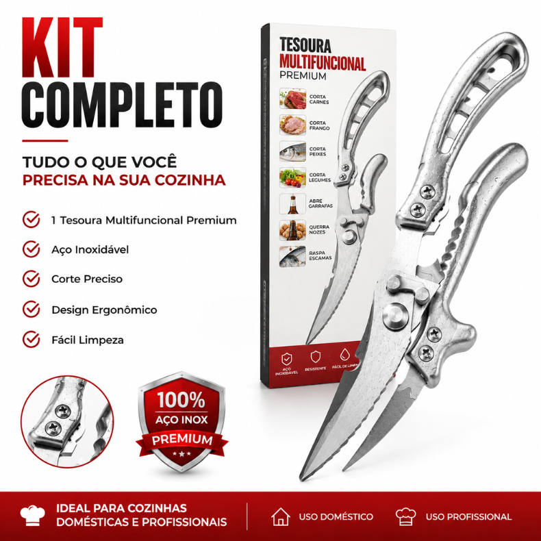 Imagem do produto Tesoura Multifuncional Premium em Aço Inox Super Resistente para Cozinha 5