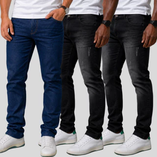 Calça Masculina Jeans Slim Moda Casual Masculina Tam 36 a 48 Dia dos Pais