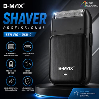 Máquina Shaver Premium B-MAX Sem Fio USB-C Acabamento Profissional