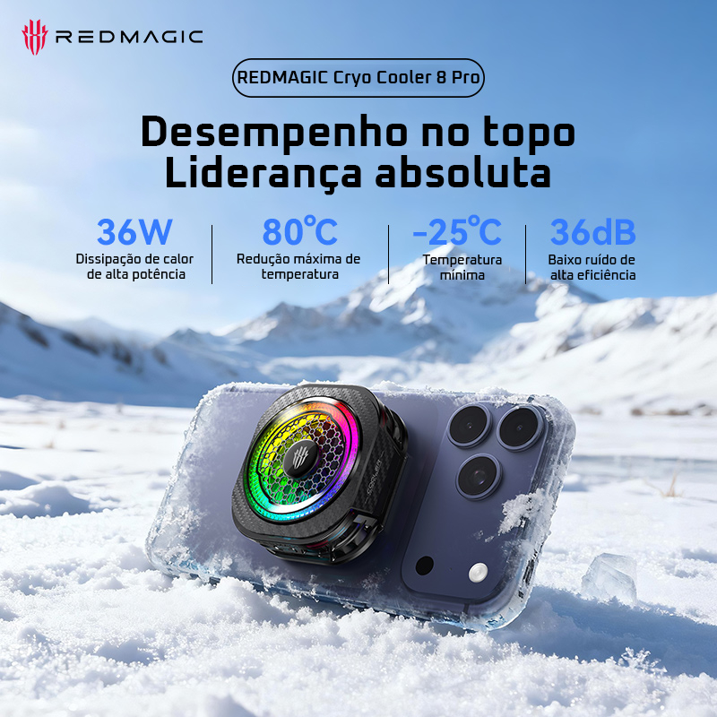 REDMAGIC Cooler 8 Pro Potência de resfriamento de 36W, 36dB Baixo