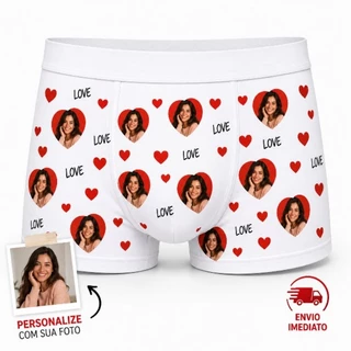 Cueca personalizada com foto coração namorados
