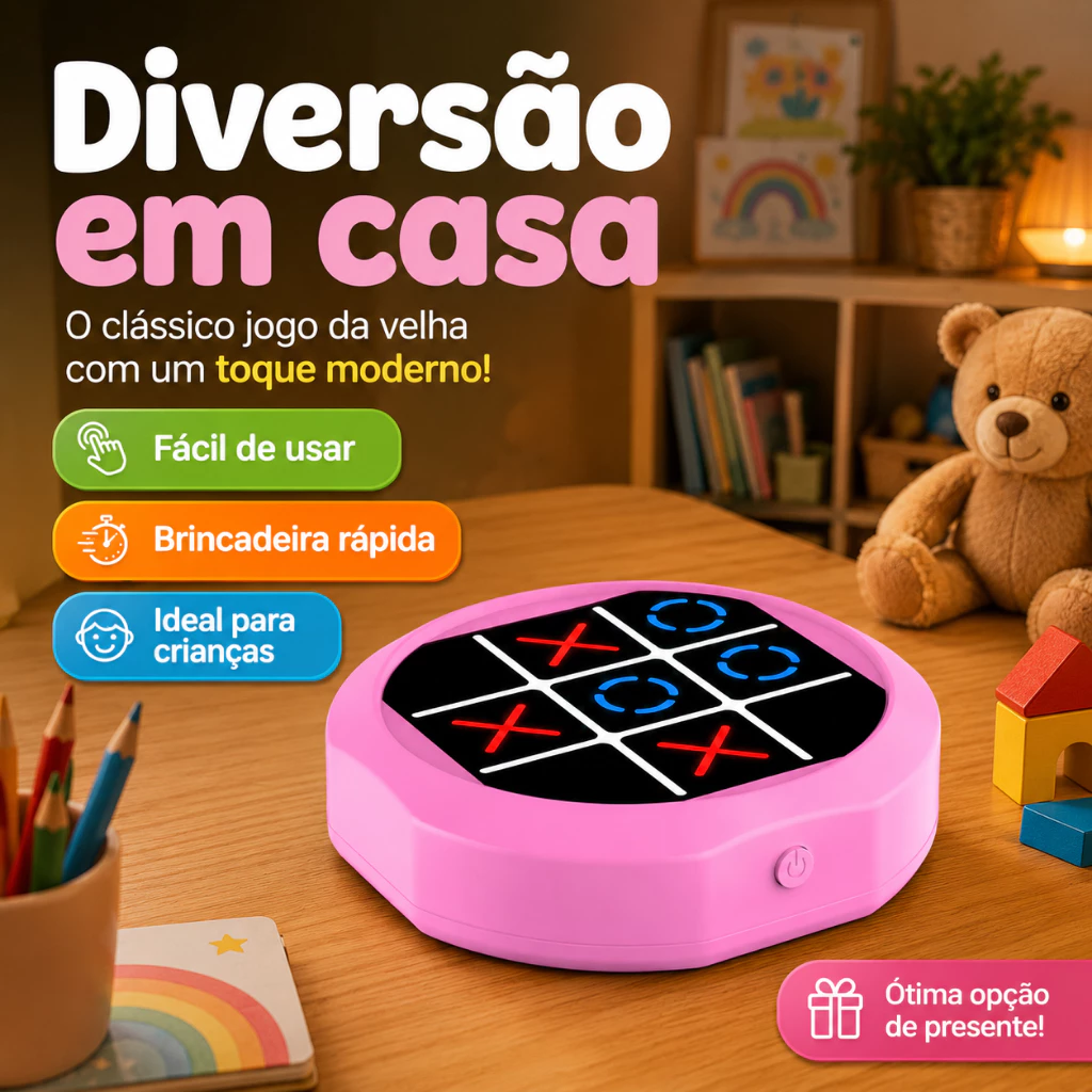 Jogo Da Velha Digital Eletronico 4 Em 1 Recarregavel Usb Led EducativoInterativo Portatil Memoria