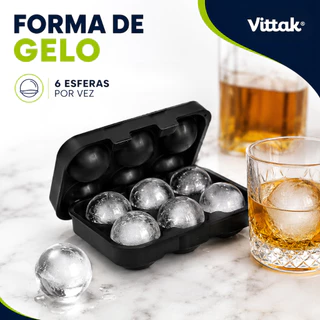 Vittak Forma de Gelo Silicone 6 Esferas Grandes Redondas Flexível para Whisky Drinks Negroni Bar