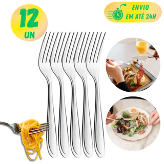Kit 12 Garfos De Mesa Aço Inox 18cm Prateado Cozinha Restaurante Buffet Hotel Durável Resistente