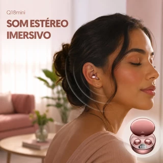 Fone Bluetooth Q18mini Mini para Dormir Sem Fio TWS Gamer Baixa Latência Bateria 18H