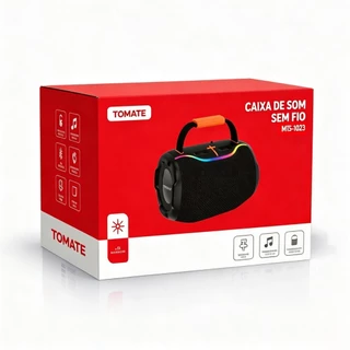 Caixa de Som Portátil Bluetooth LED RGB Rádio FM USB Pen Drive Cartão TF Alça Potente 5W Bateria