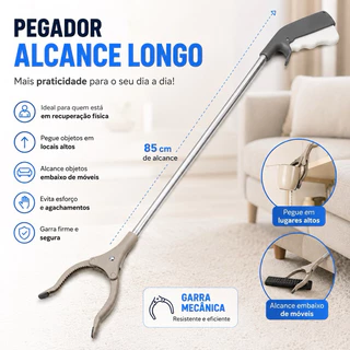 Pegador de Folhas Mão Mecanica Pegador Longo Alcance Pega Objetos Garra Ideal Idoso ou esta Operado