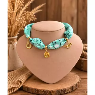 Choker Lenço Country Varias Cores Pigentes Cavalo Ferradura Prata Dourado Choker Moda Boiadeira