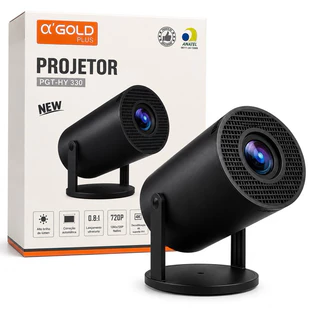 Projetor Portátil α’Gold Plus PGT-HY330 720P Nativo Decodificação 4K Correção Automática Curta Distância